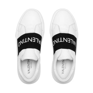 VALENTINO Slip-on Sneaker in white leather and black elastic band