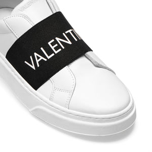 VALENTINO Slip-on Sneaker in white leather and black elastic band
