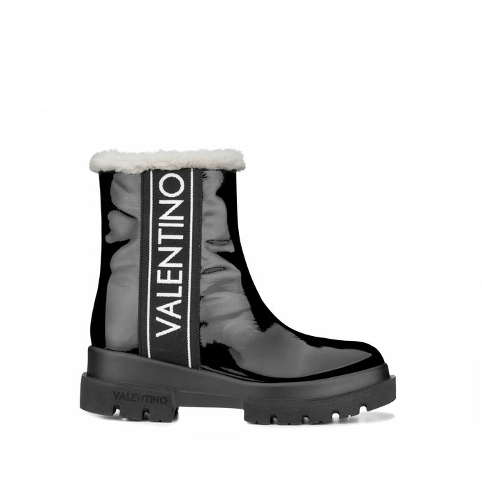 VALENTINO Ankle boots in black patent leather with chunky sole