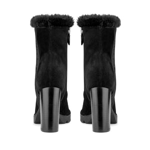 VALENTINO Ankle boots in black suede with faux fur