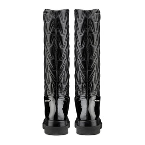 VALENTINO Flatform high boots in faux leather matelassé V Monogram
