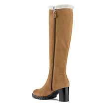 Load image into Gallery viewer, VALENTINO Boots in light brown suede with faux fur lining and logo detail
