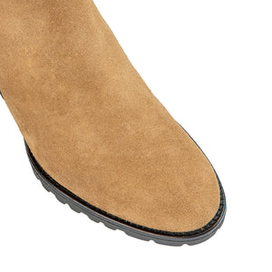 VALENTINO Boots in light brown suede with faux fur lining and logo detail