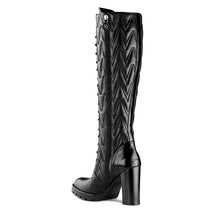 Load image into Gallery viewer, VALENTINO Lace-Up Boots in faux leather matelassé and high heel