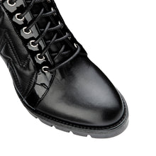 Load image into Gallery viewer, VALENTINO Lace up ankle boots in black faux leather matelassé